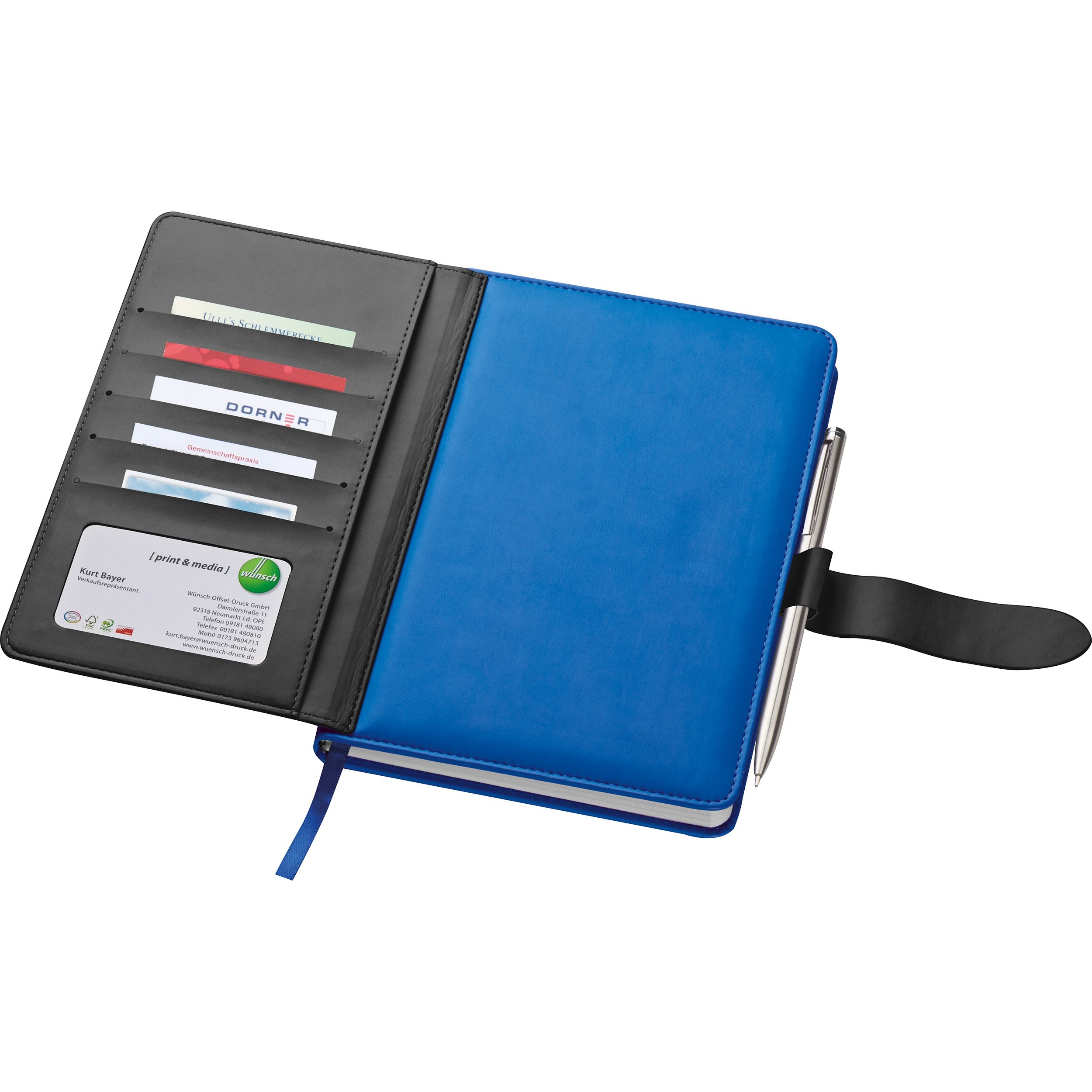 MA20088-04A5 Notizbuch mit Visitenkartenmappe MARTIN_ blau
