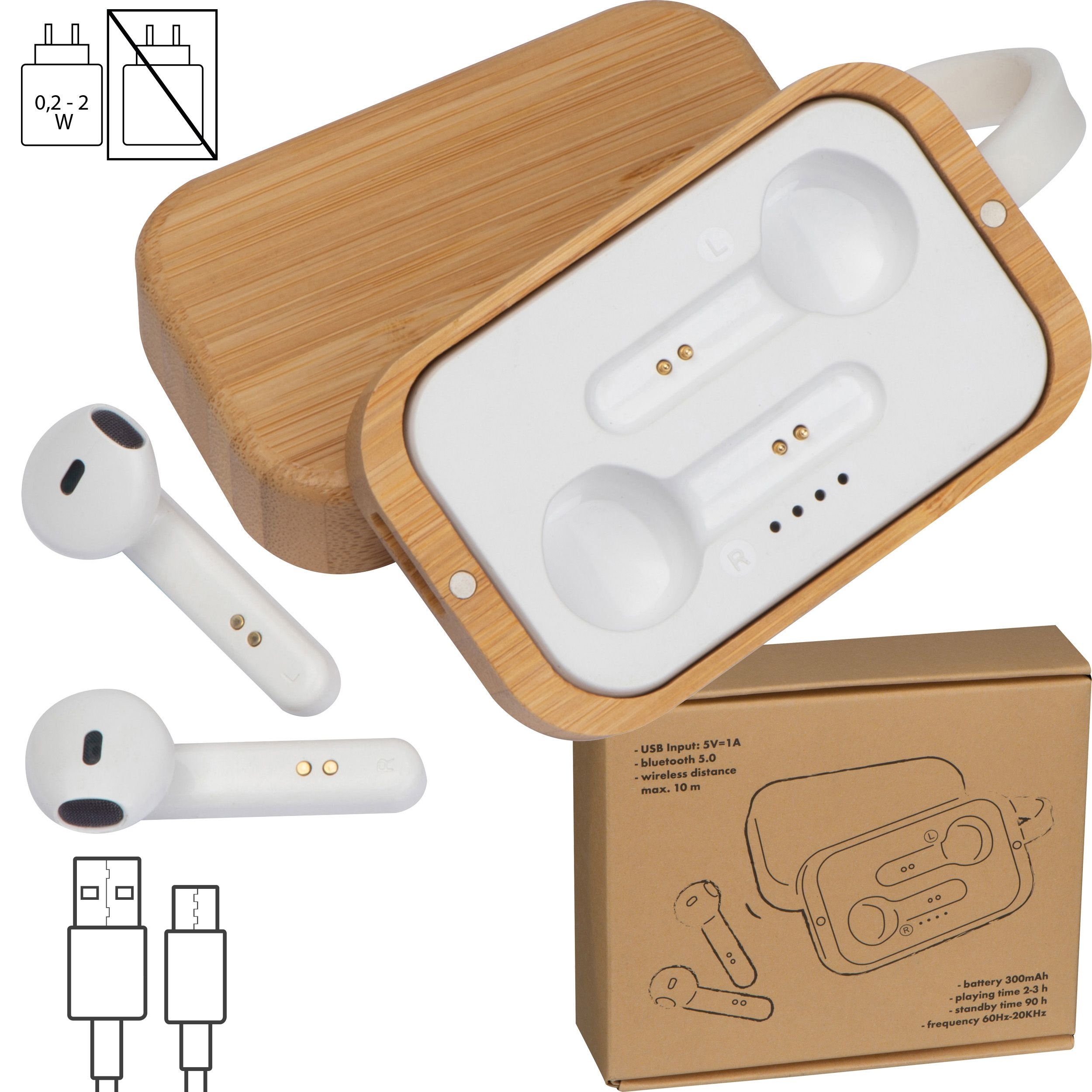 MA32579Bluetooth Kopfhoerer in einer Bambusbox HAZEL