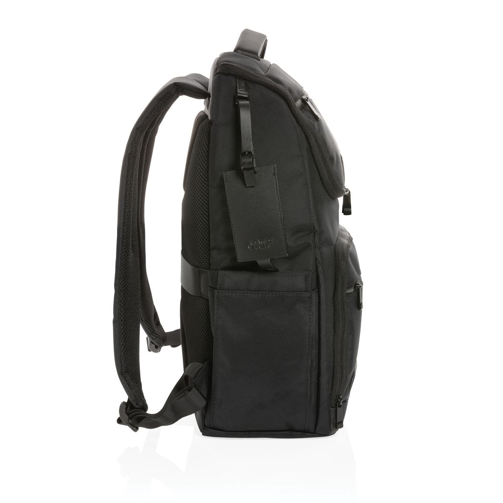 XDP762_88-1Swiss Peak AWARE™ RPET Voyager 15.6_ Laptop Rucksack_ schwarz
