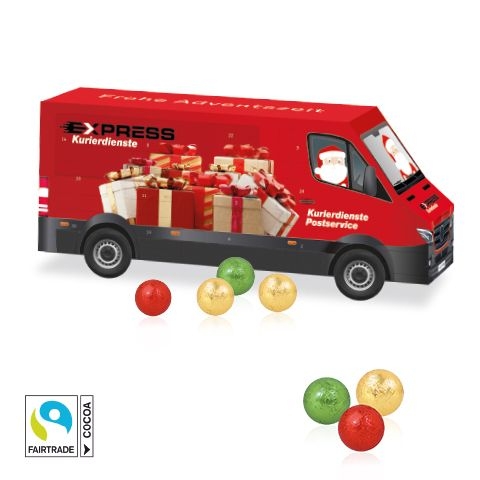 CD95177-023D Adventskalender _Transporter_ mit Fairtrade® Schokolade_ Individuelles Motiv