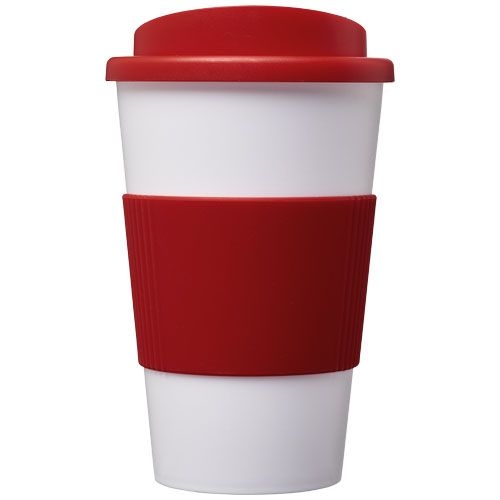 PF220002-2Americano® 350 ml Isolierbecher mit Schutzring_ rot_weiss