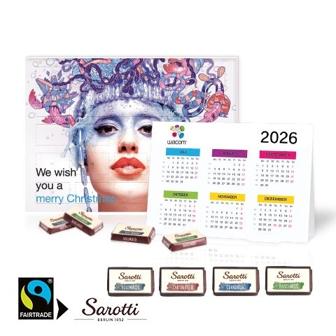 CD95333-02„2 in 1“ Marken-Adventskalender Sarotti mit Jahresplaner_ Individuelles Motiv
