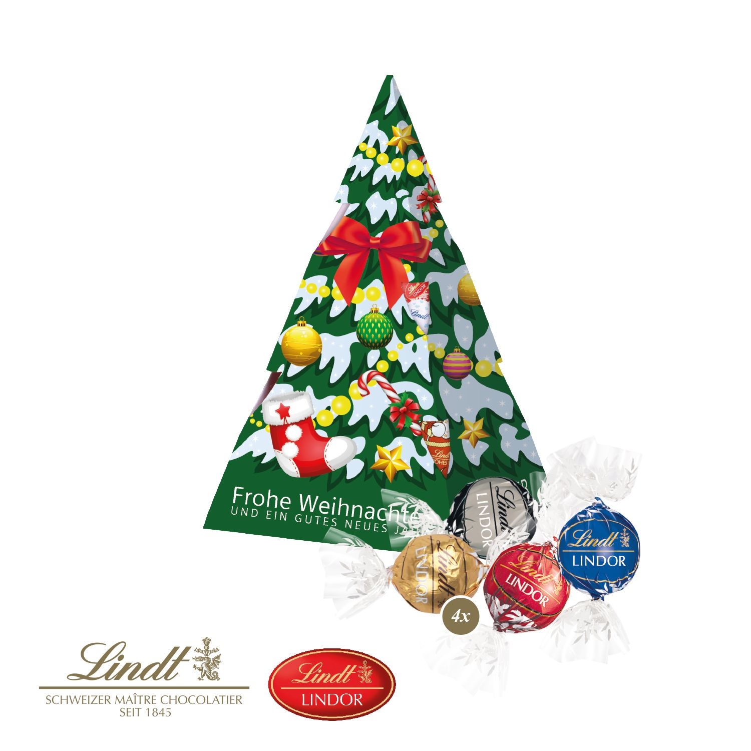 CD95472-01Praesent _Weihnachtsbaum_ mit Lindor Pralinés_ Lindt Pralines