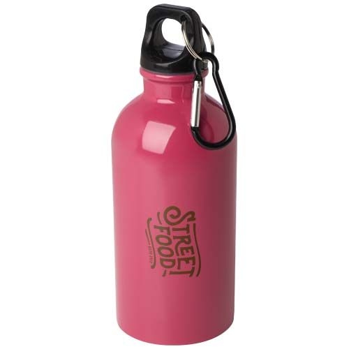 PF100860-6Oregon 400 ml RCS-zertifizierte_ einwandige Trinkflasche aus Edelstahl mit Karabinerhaken_ magenta
