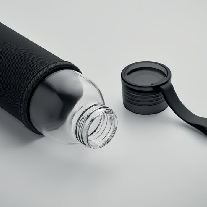 MO2089-03Ebor Flasche recyceltes Glas 500 ml_ schwarz