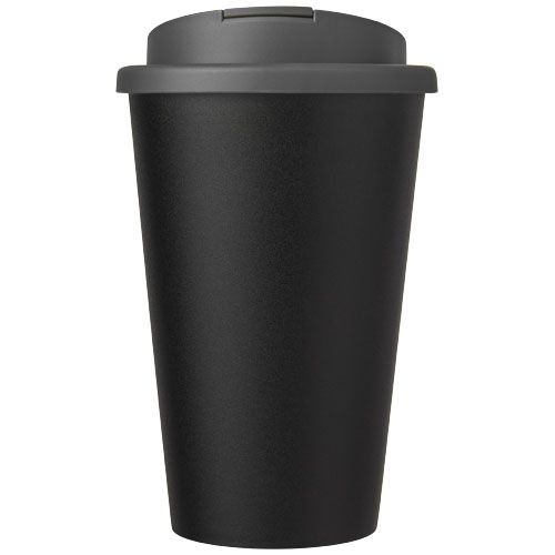 PF210425-34Americano® Eco 350 ml recycelter Becher mit auslaufsicherem Deckel_ grau_schwarz