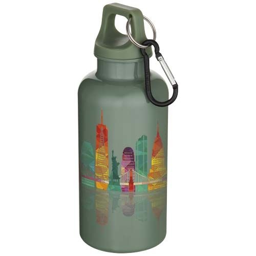PF100863-8Oregon 400 ml einfarbige RS-zertifizierte Trinkflasche aus recyceltem Kunststoff mit Karabinerhaken