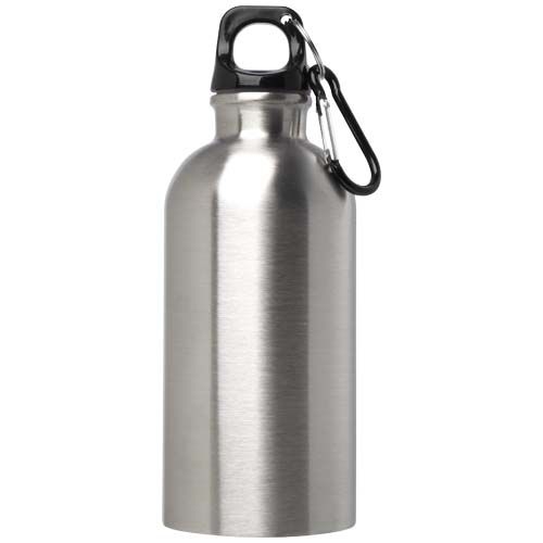 PF100860-11Oregon 400 ml RCS-zertifizierte_ einwandige Trinkflasche aus Edelstahl mit Karabinerhaken_ silber