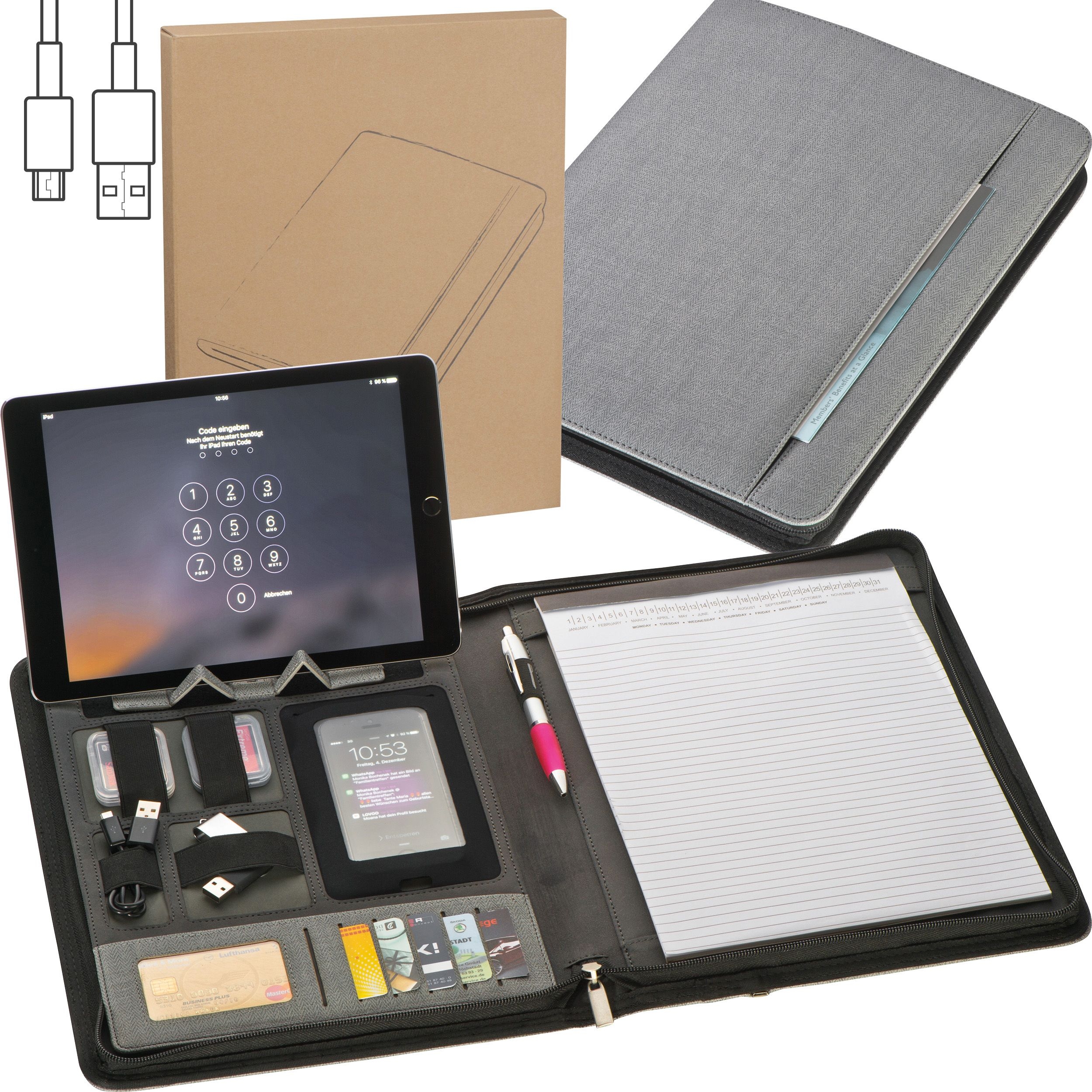 MA20123A4 Schreibmappe mit integrierter Powerbank JOCELYN