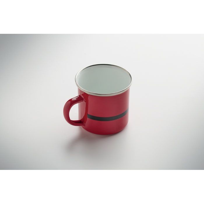CX1596-05Santamel Emaille-Becher 300ml_ rot