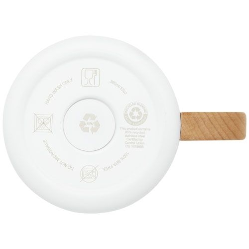 PF100740-1Bjorn RCS-zertifizierter Becher aus recyceltem Edelstahl mit Kupfer-Vakuumisolierung_ 360 ml_ weiss