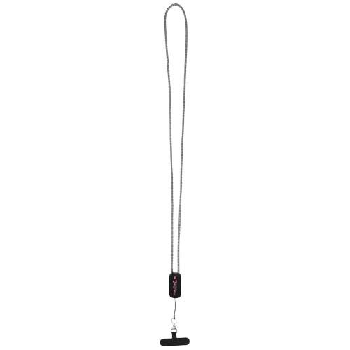 PF124494-4Anser Smartphone Lanyard aus recyceltem Kunststoff mit 27 W 5-in-1 integriertem Kabel_ schwarz