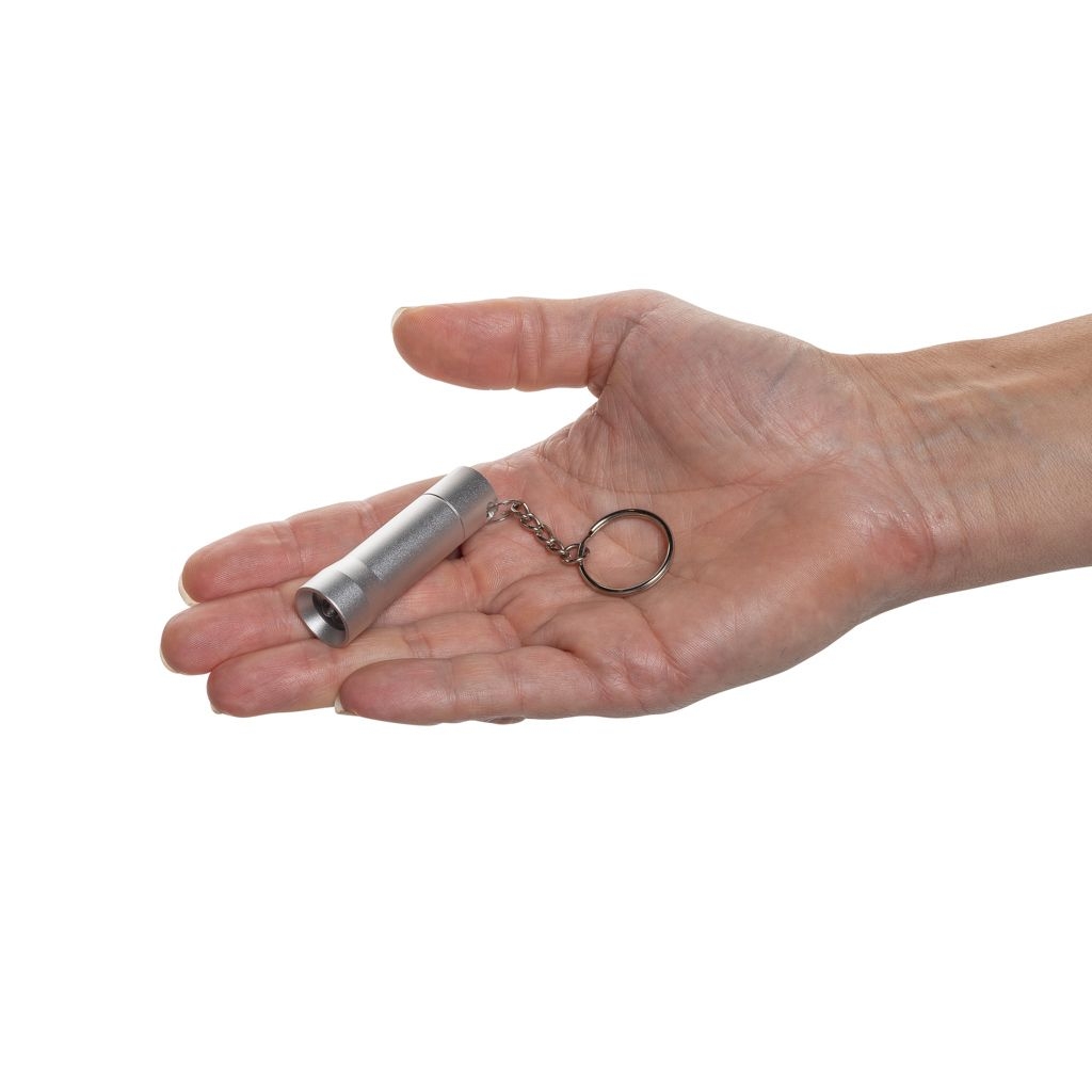 XDP514_04-02Flash Schluesselanhaenger-Taschenlampe aus RCS rec. Aluminium_ Silbergrau
