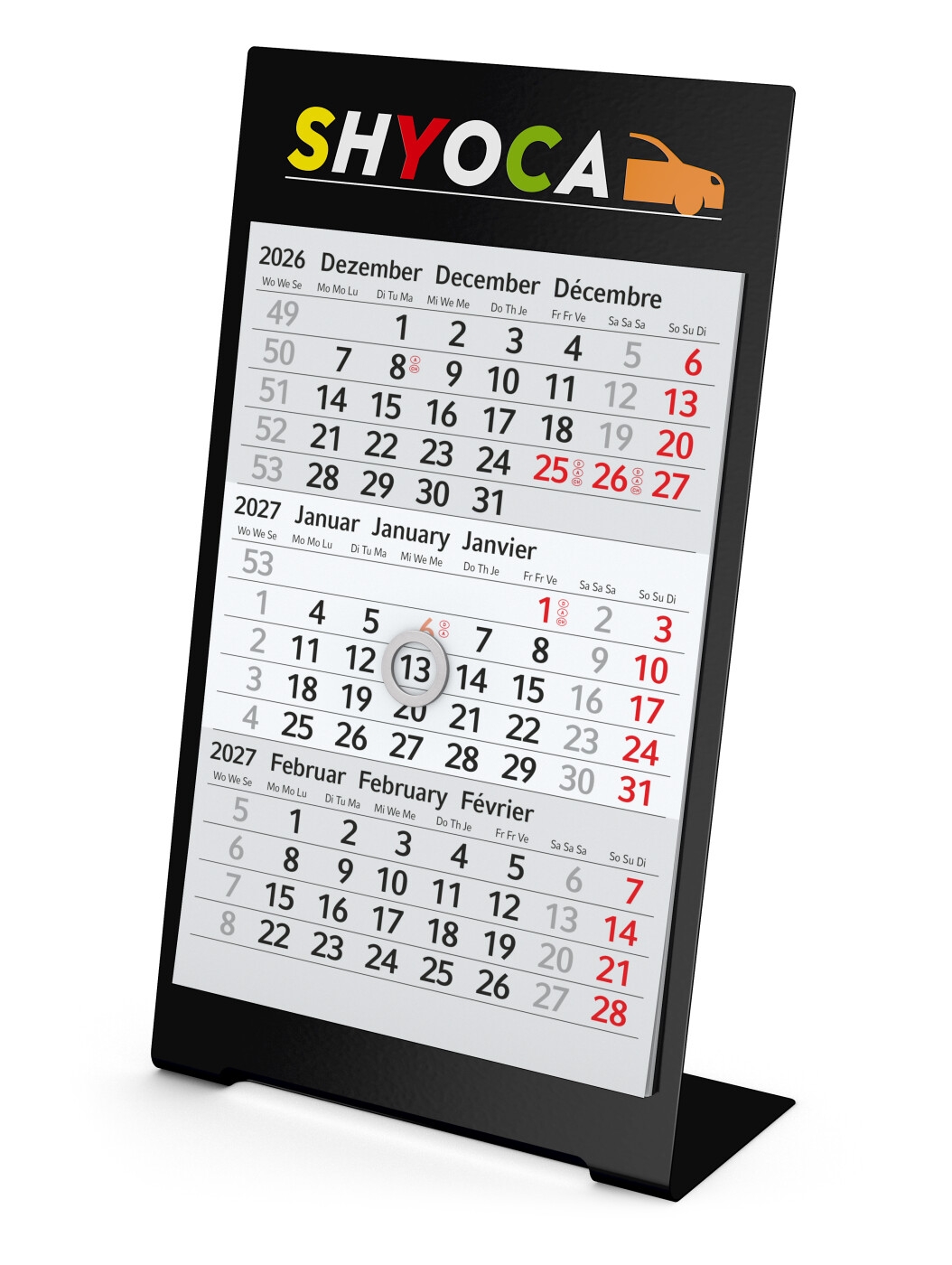 GE0042-SCTischkalender Desktop 3 Color_ schwarz