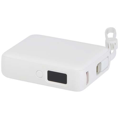 PF124450-1Acrux 35 W 10.000 mAh Tablet Powerbank mit integriertem Typ-C-Kabel aus recyceltem Kunststoff_ weiss