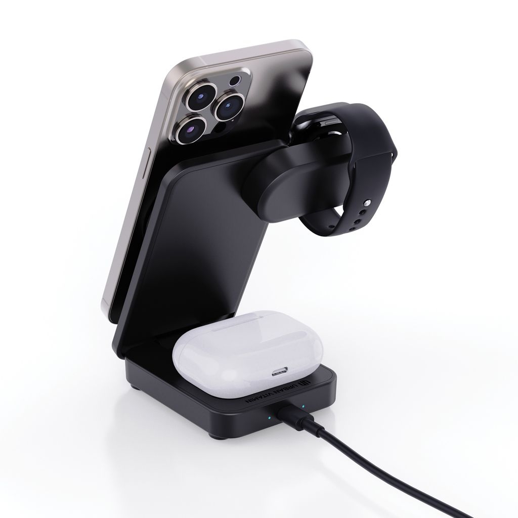 XDP309.51-01Urban Vitamin Arcadia 15W 3in1 Magnet-Charger aus RCS rABS_ schwarz