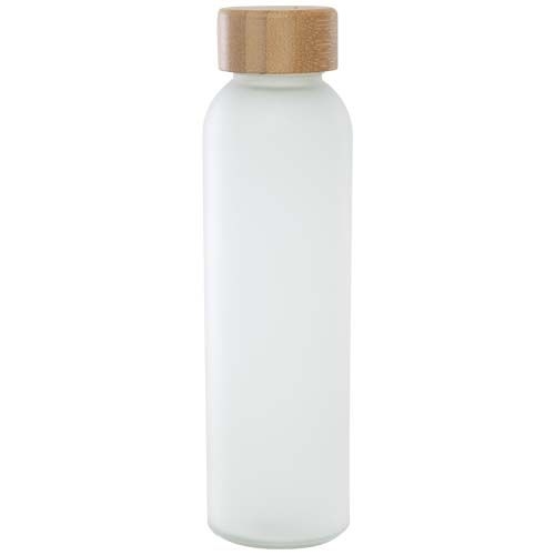 PF100830-1Lume 500 ml Flasche aus mattiertem Kalknatronglas mit Bambusdeckel  _ weiss