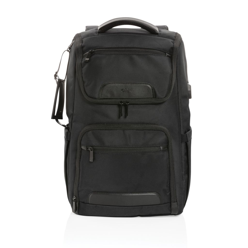 XDP762_88-1Swiss Peak AWARE™ RPET Voyager 15.6_ Laptop Rucksack_ schwarz