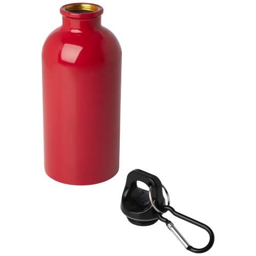 PF100860-3Oregon 400 ml RCS-zertifizierte_ einwandige Trinkflasche aus Edelstahl mit Karabinerhaken_ rot