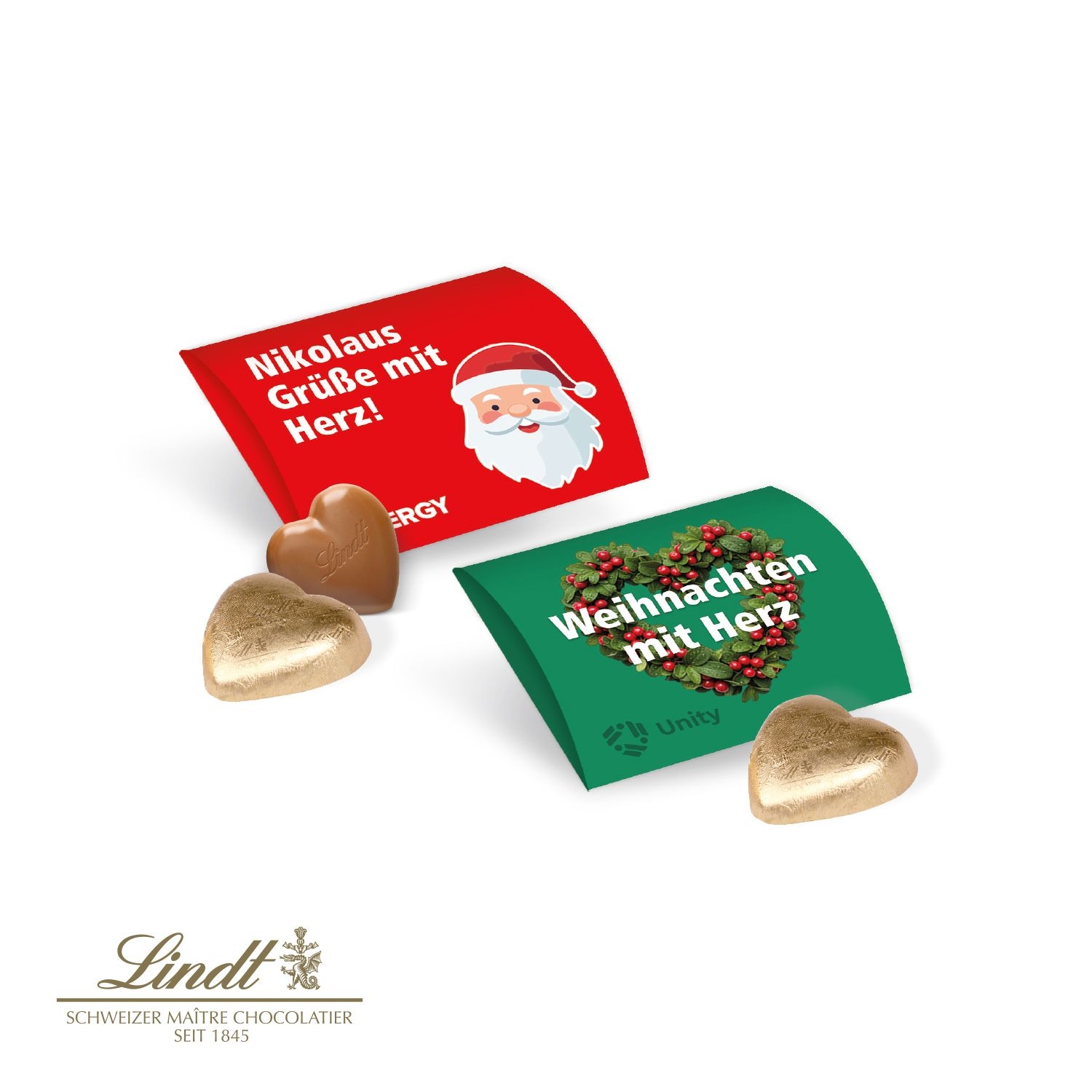 CD91238-01Lindt Herz_ 5 g im Werbebriefchen _Xmas Edition_ Lindt Schokoherzen