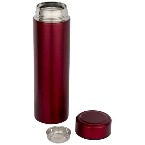 PF100826-2Taylor 450 ml Doppelwand Isolierflasche aus Edelstahl mit Teesieb_ rot