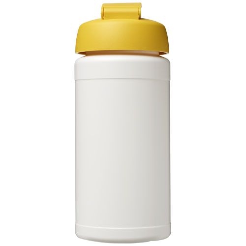 PF210068-11Baseline® Plus 500 ml Sportflasche mit Klappdeckel_ weiss_gelb