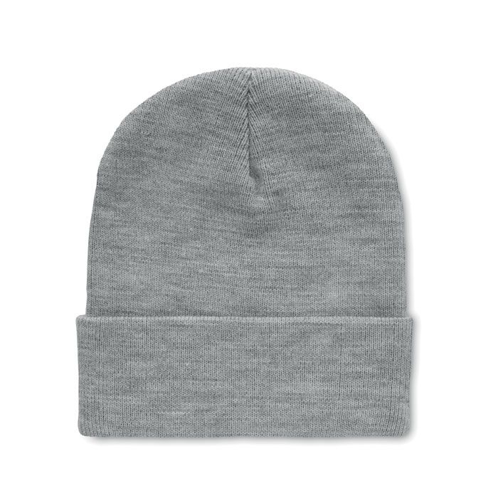 MO9965-34Polo Rpet Beanie mit Umschlag RPET_ weiss_grau