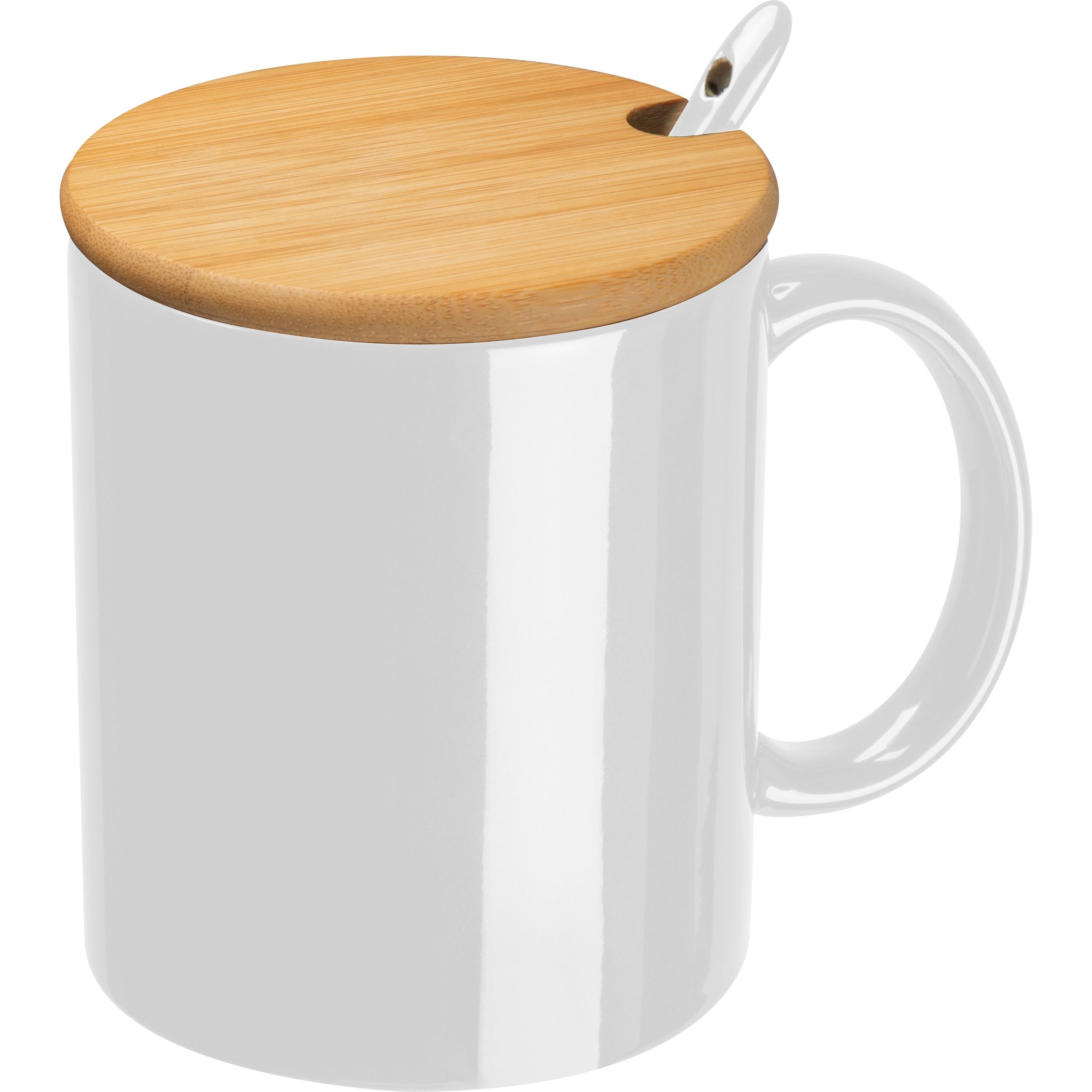 MA82969-06Keramiktasse mit Loeffel und Bambusdeckel LOTHAR_ weiss