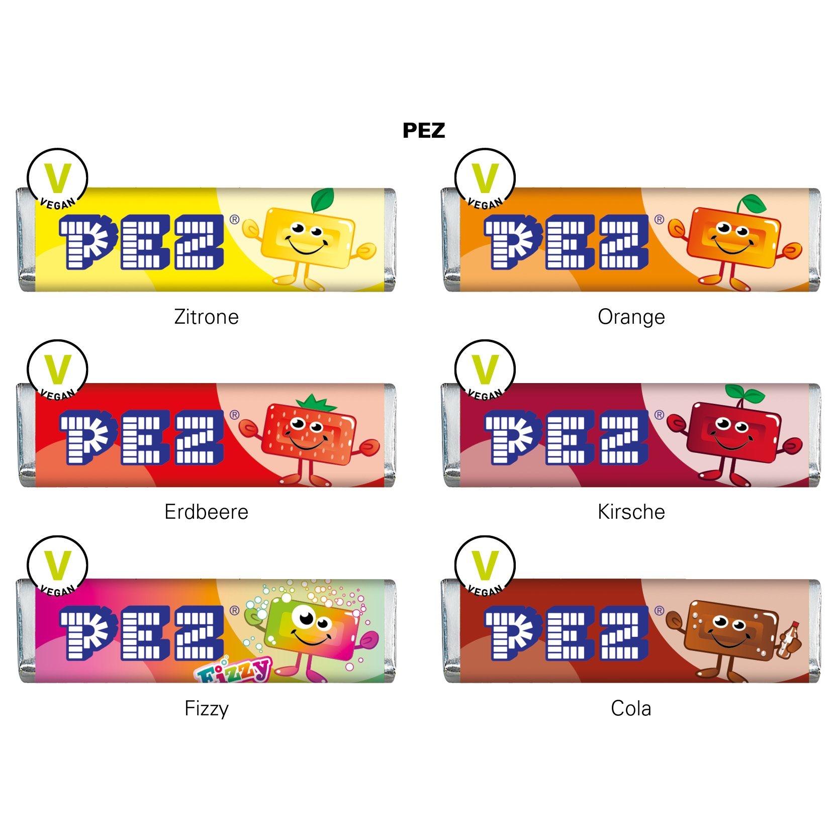 JG10174-4Werbekarte Visitenkartenformat PEZ_ PEZ Bonbonriegel_ Fizzy