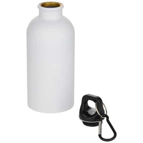 PF100871-1Oregon 400 ml matte RCS-zertifizierte einwandige Trinkflasche aus recyceltem Edelstahl mit Karabiner