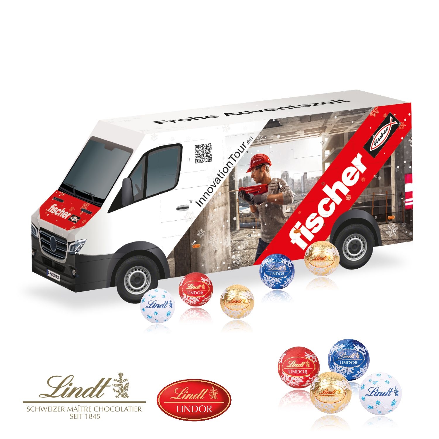 CD95394-013D Adventskalender _Transporter_ mit Lindt Schokolade_ Motiv-Vorlage