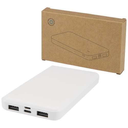 PF124458-1Intan 10 W 10.000 mAh Powerbank aus recyceltem Kunststoff_ weiss
