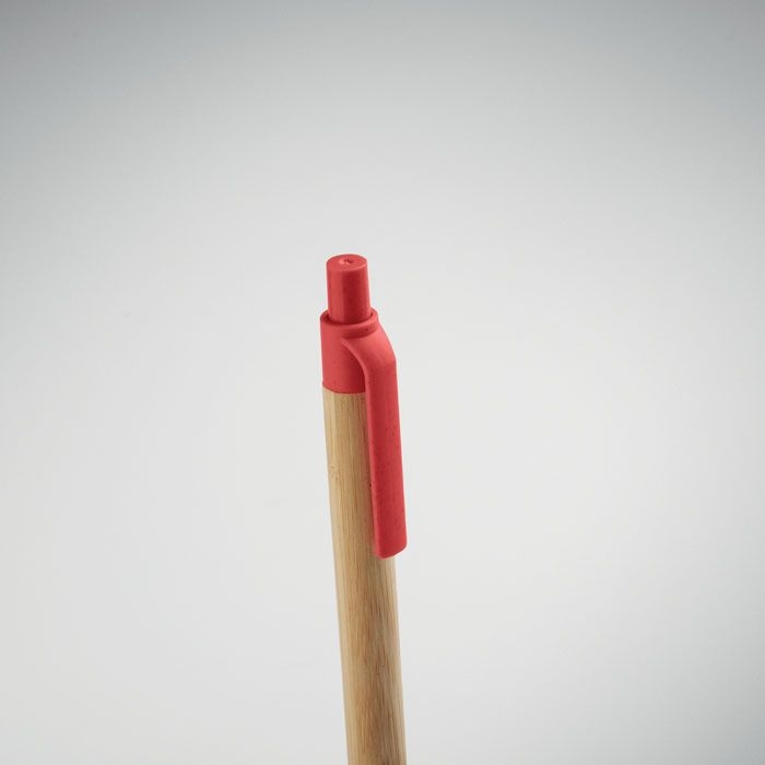 MO2635-05Itea Colour Druckkugelschreiber mit Bambus_ rot