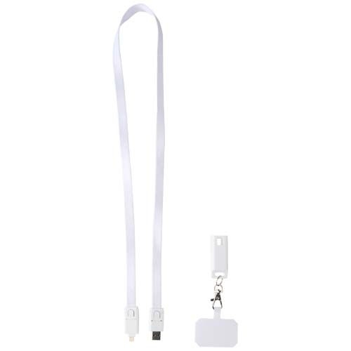 PF124447-1Franz 5 in 1 Lanyard Kabel aus recyceltem Kunststoff fuer Smartphones mit integrierter Datensynchroni