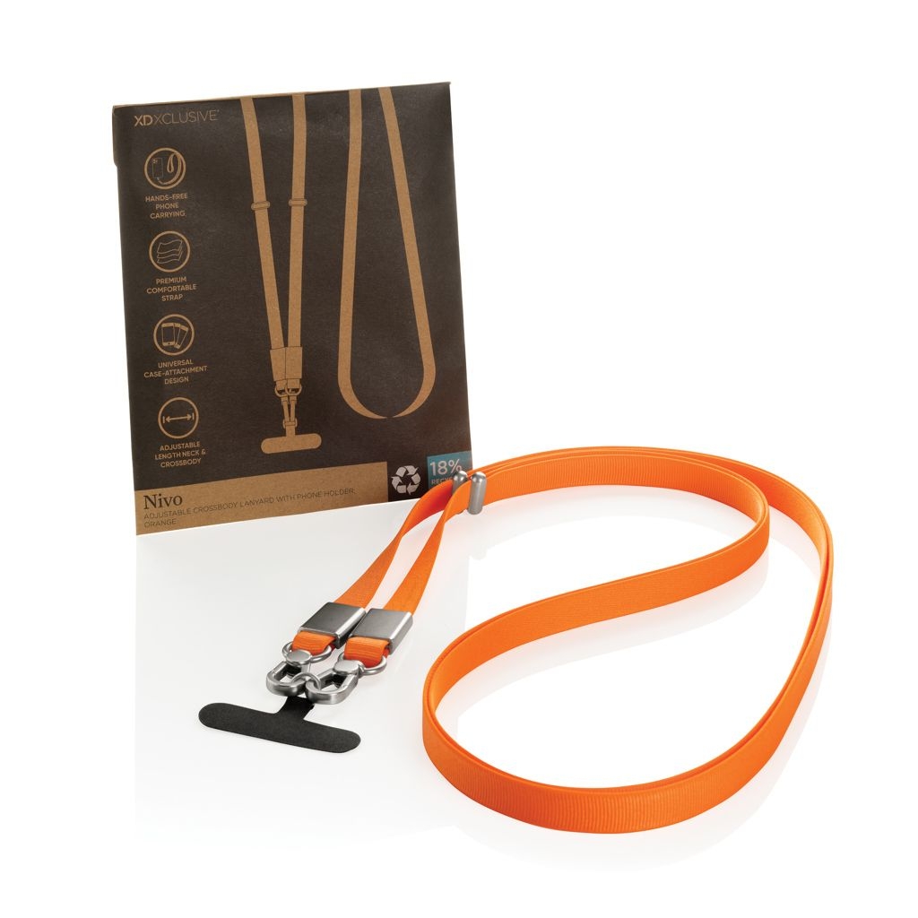 XDP302.92-08Nivo Crossbody-Handyband aus RCS recyceltem PET_ orange