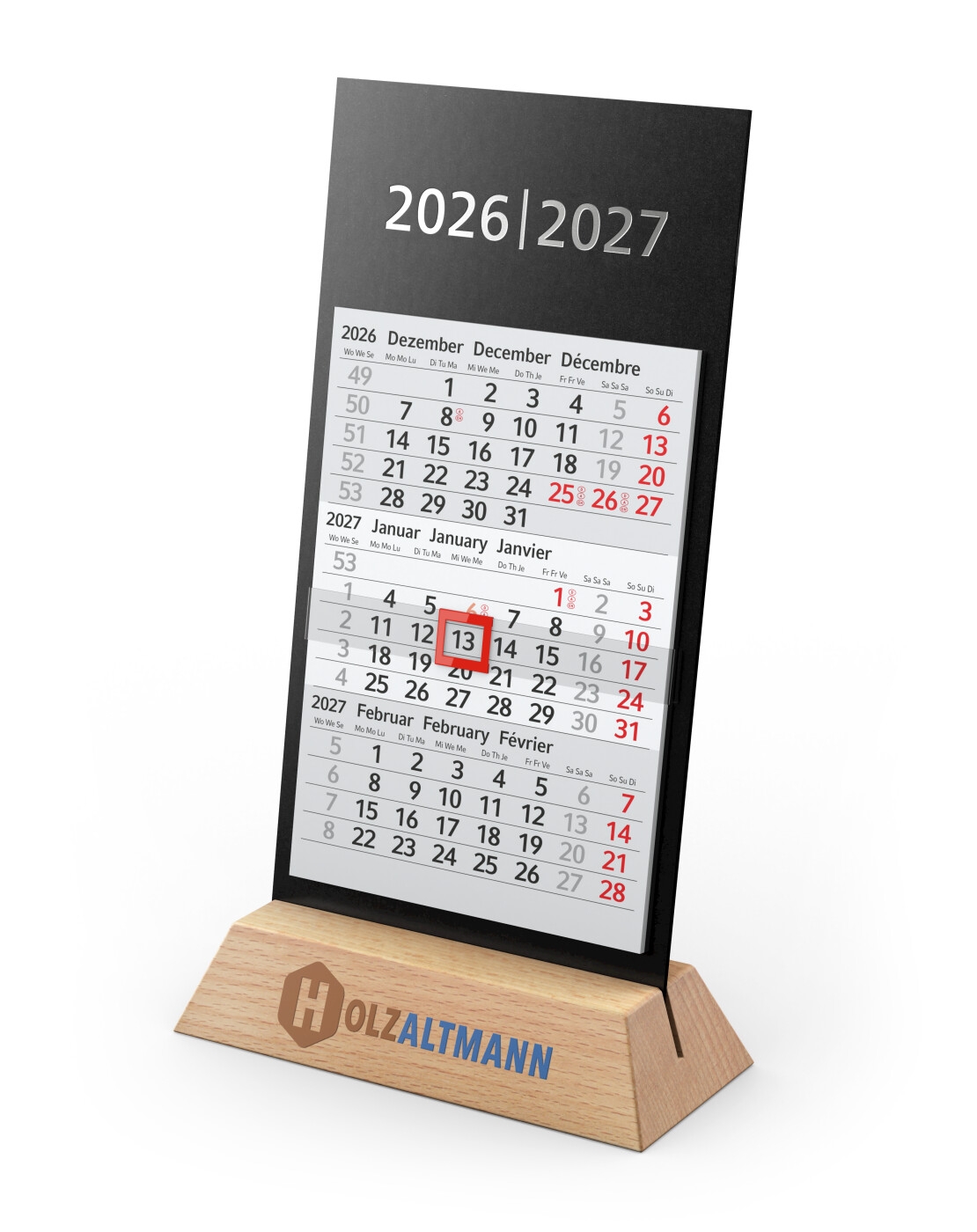 GE0056Tischkalender Desktop Wood 3