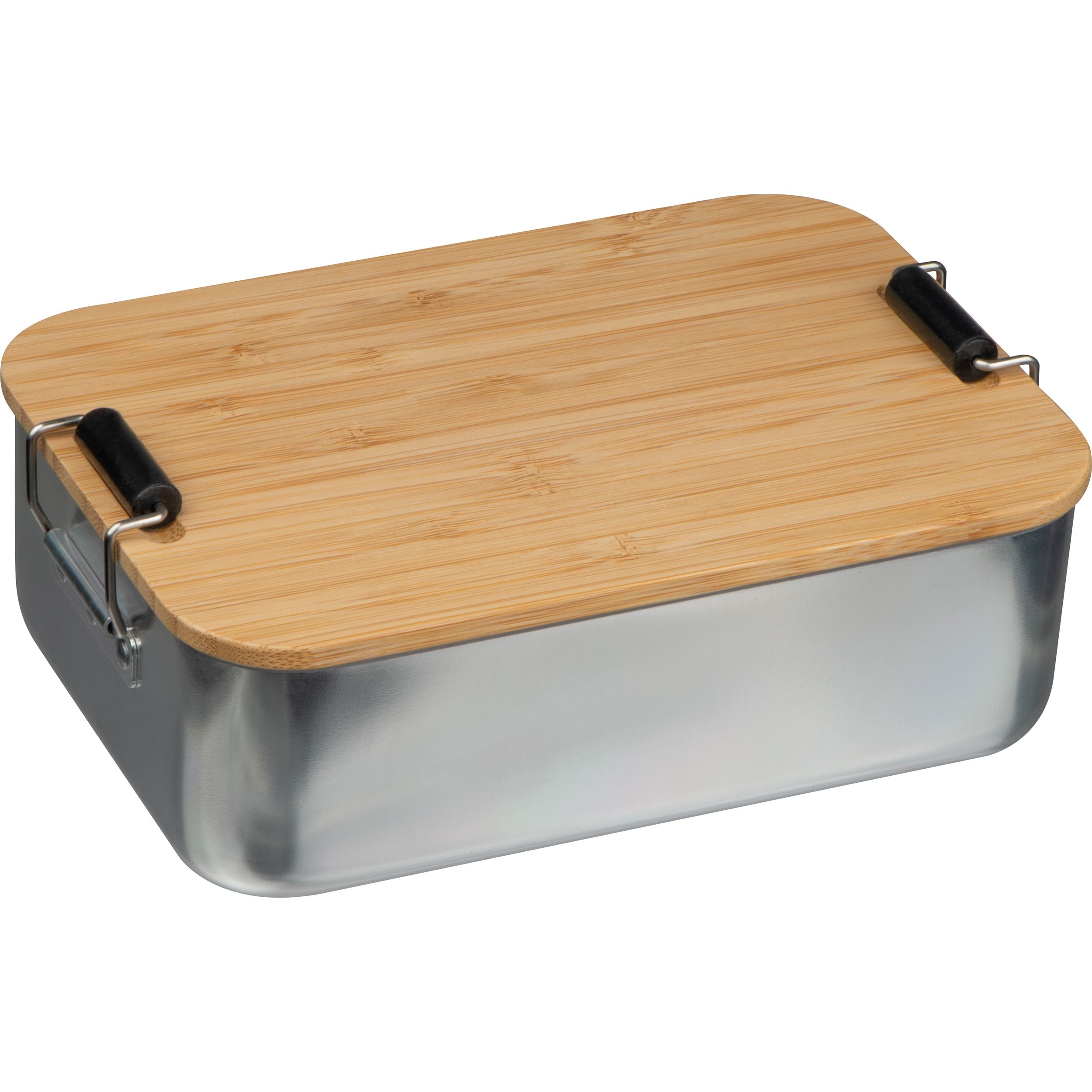 MA82562-07Brotzeitbox aus Aluminium mit Bambusdeckel  ALBA_ silbergrau