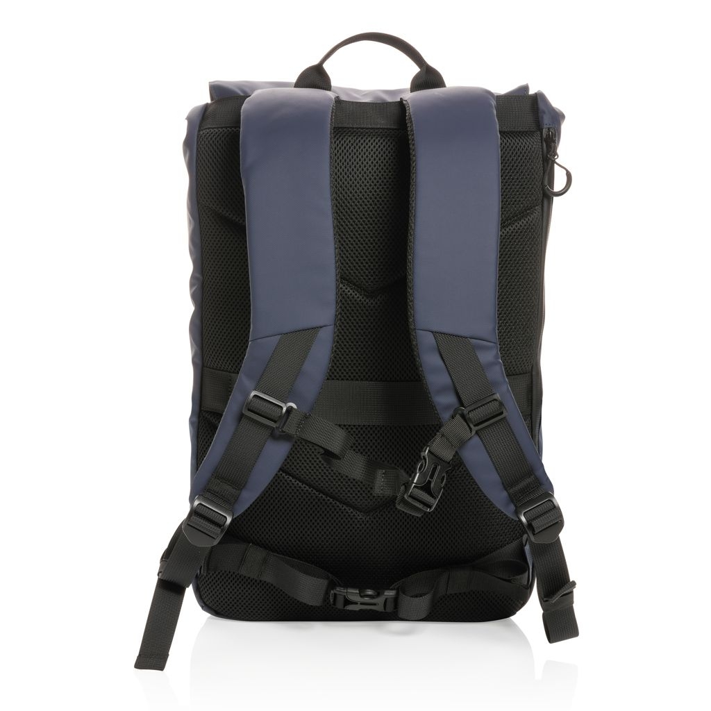 XDP762_90-5Impact AWARE™ RPET wasserabweisender 15.6_ Laptop-Rucksack_ navy blau