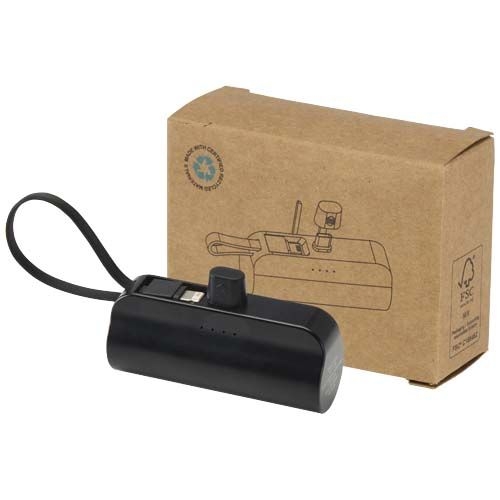 PF124472-2Alnair 10 W 5000 mAh Typ C Powerbank aus recyceltem Kunststoff mit integriertem Klappstaender und 2 i