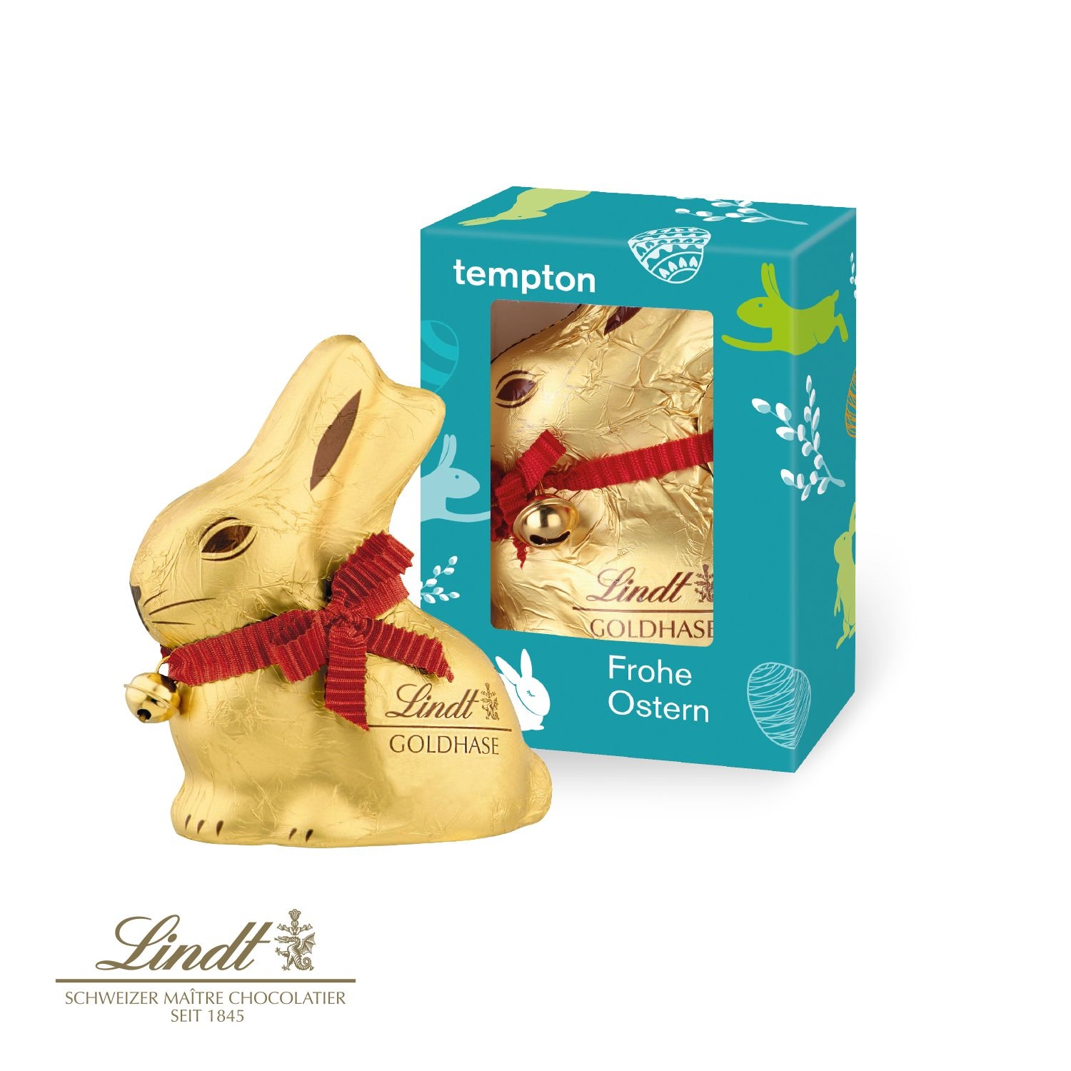 CD94539-01Lindt Goldhase in Werbekartonage_ 100 g_ Lindt Goldhase
