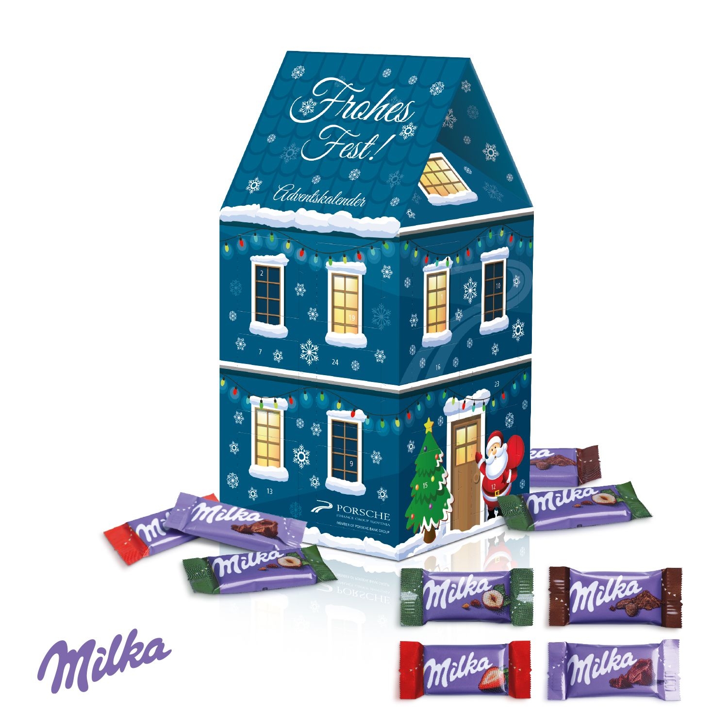 CD95184-02Adventskalender Haus XL mit Milka Schokolade_ Individuelles Motiv