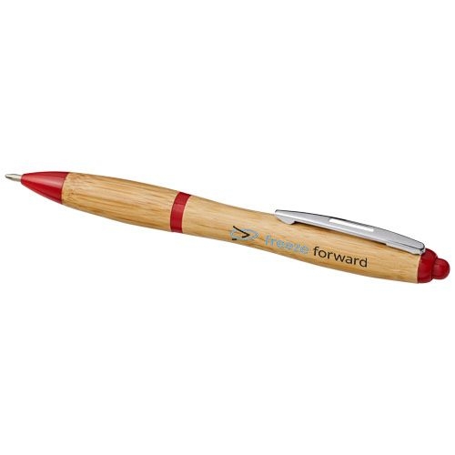 PF107378-4Nash Kugelschreiber aus Bambus _blaue Mine_ natur_rot