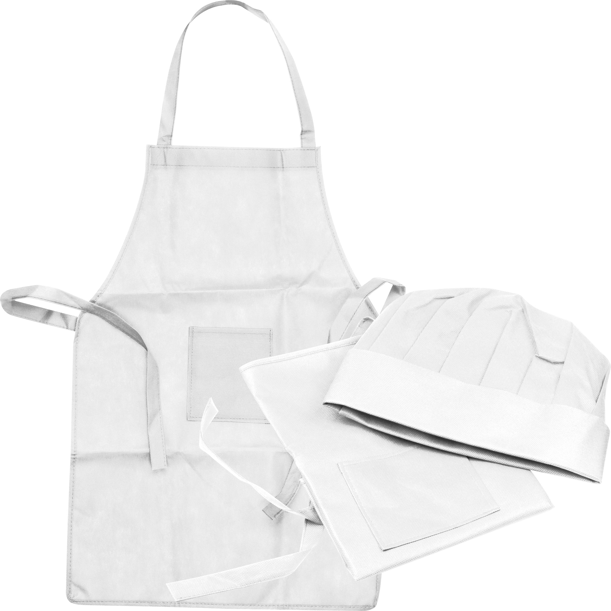 MA54755-06Non Woven Kinderkoch-Set _Schuerze _ Muetze_ GINEVRA_ weiss