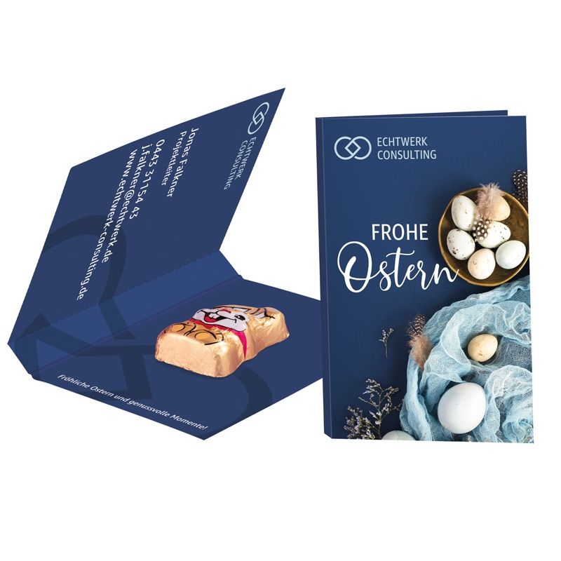 JG30013-1Werbekarte Visitenkartenformat mit Osterhase_ Mini-Hase