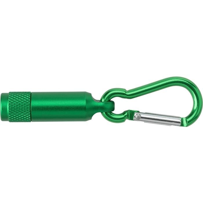 GI432009-04Mini-Taschenlampe aus Aluminium mit Karabiner Tracy_ gruen