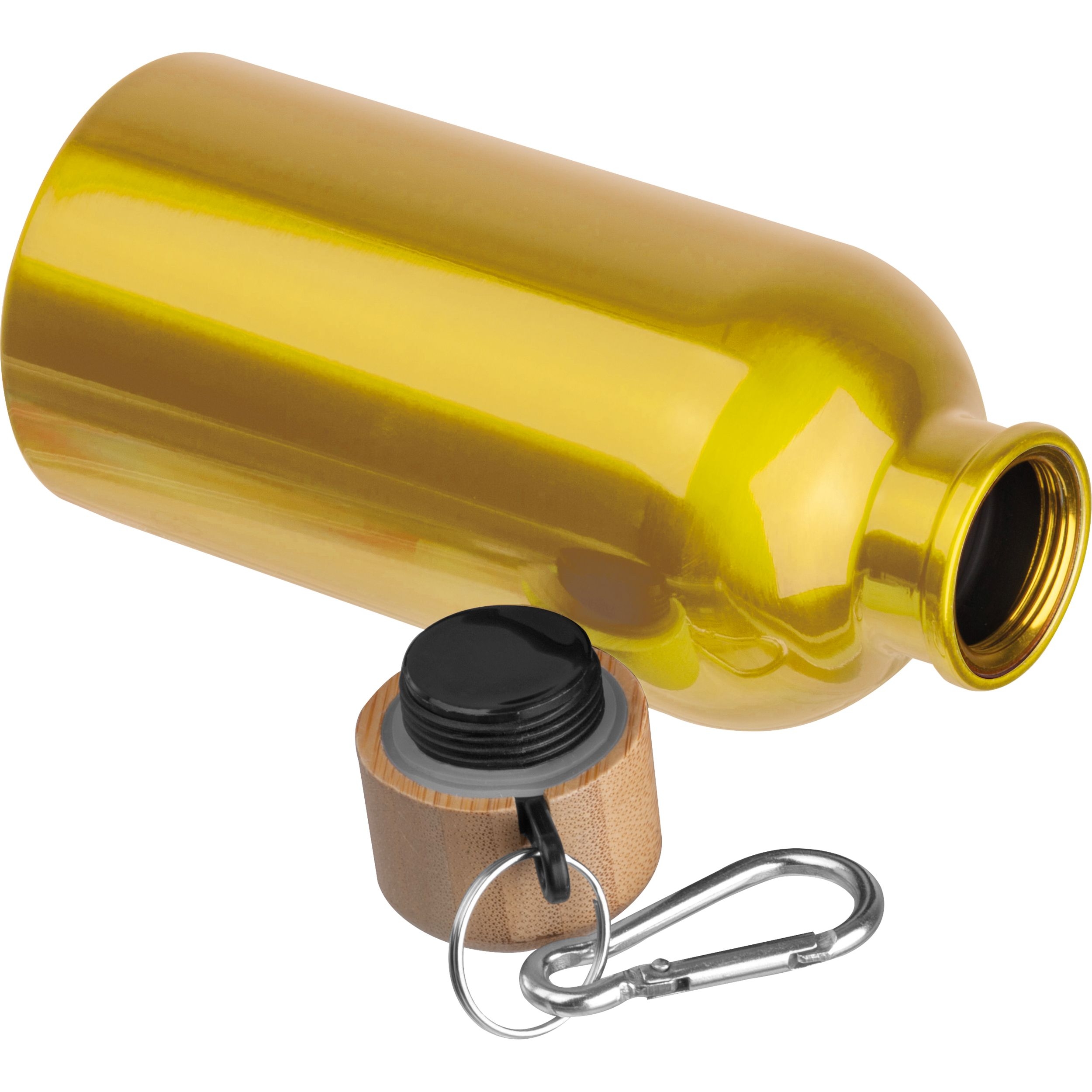 MA84972-08Edelstahltrinkflasche mit Karabiner_ 400ml MARILYN_ gelb