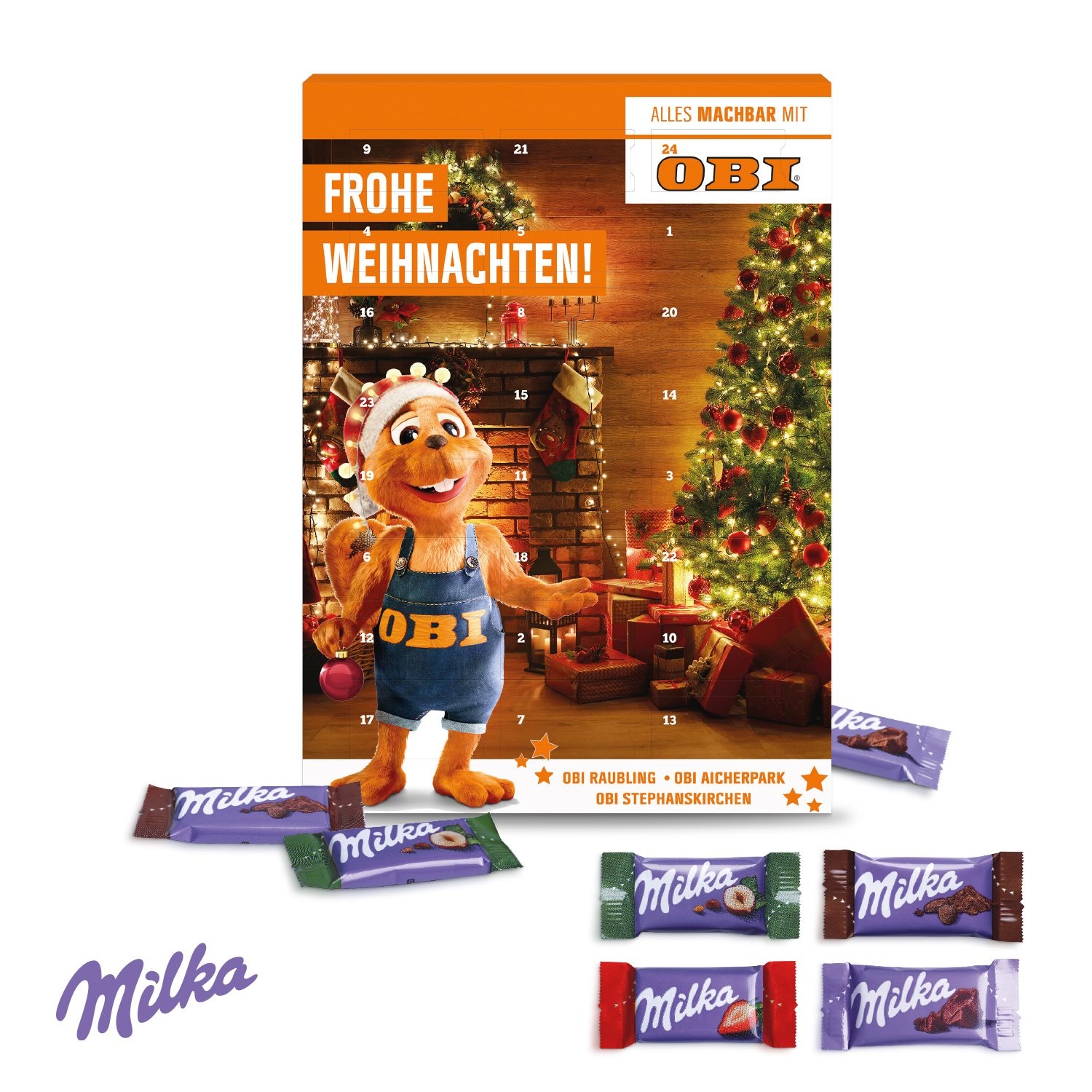 CD95201Wand-Adventskalender mit Milka Schokolade