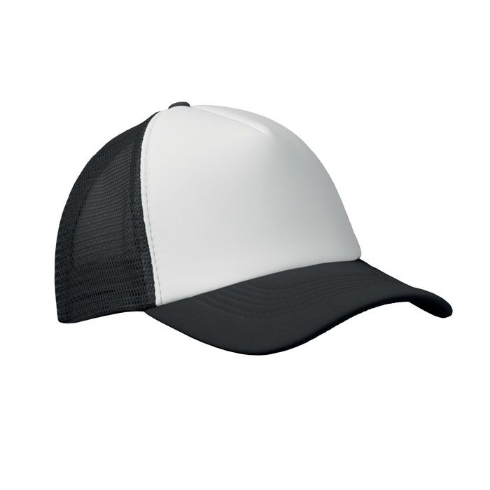MO2269-33Bubble Trucker cap 5 panels_ weiss_schwarz
