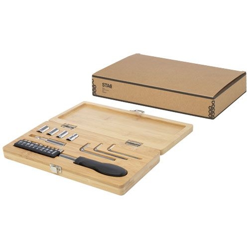 PF104578-1Rivet 19-teiliges Werkzeugset aus Bambus und recyceltem Kunststoff_ natur