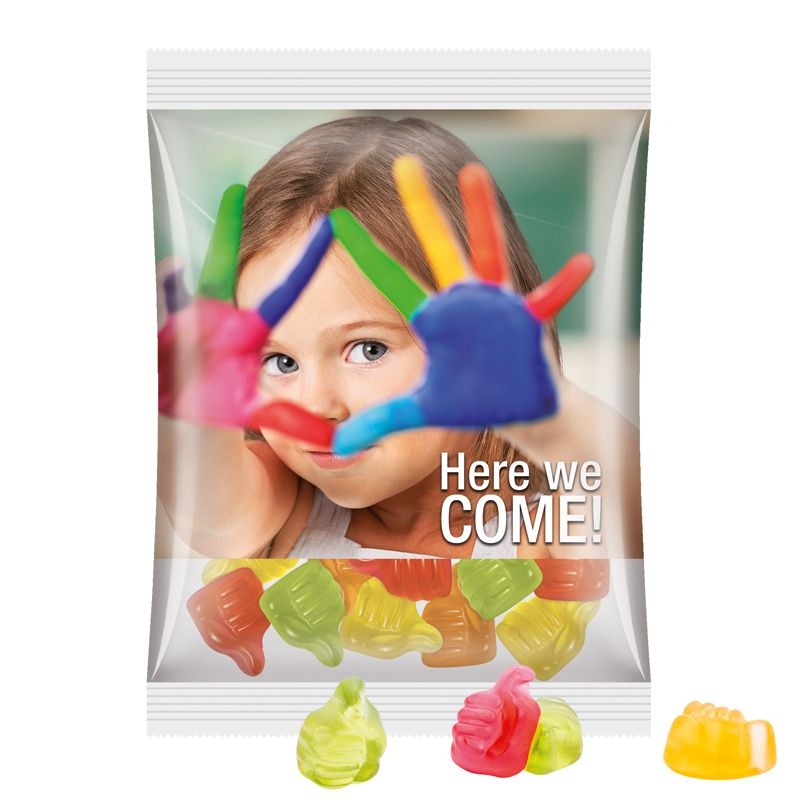 JG10064-14Maxituete 50 g Trolli Fruchtgummi Standardformen_ Like-Daumen_ transparente Folie